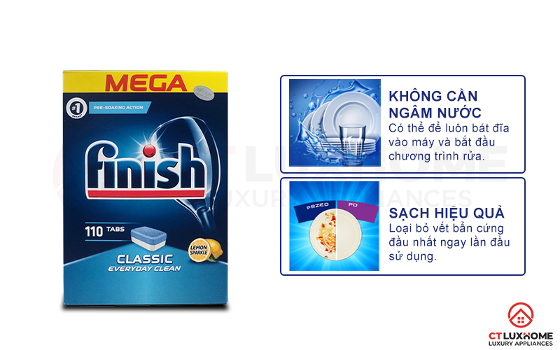 Tính năng vượt trội của viên rửa bát Finish Classic 110 hương chanh