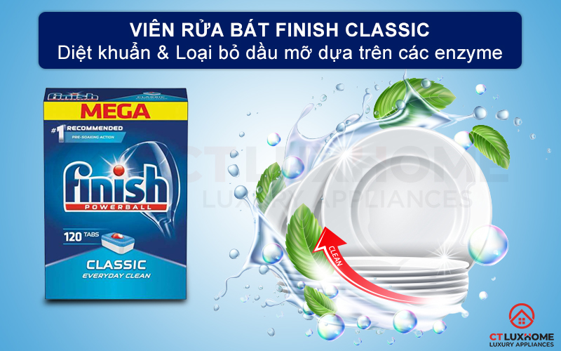 Giới thiệu về viên rửa bát Finish Classic 120 viên 