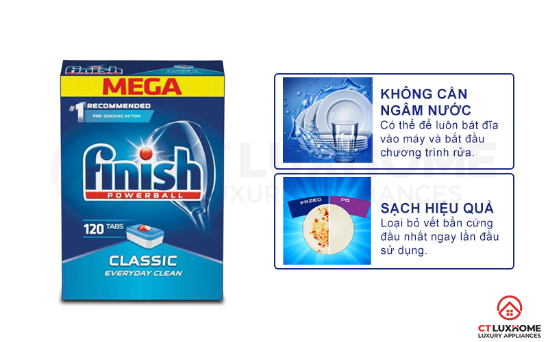 Tính năng vượt trội của viên rửa bát Finish Classic 120 viên