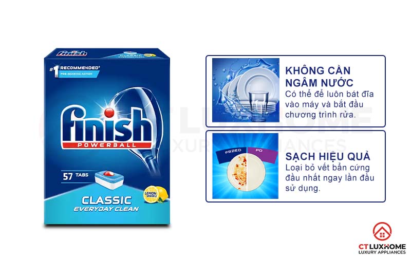 Tính năng vượt trội của viên rửa bát Finish Classic 57 viên