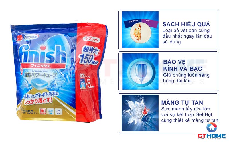 VIÊN RỬA BÁT FINISH NHẬT BẢN TÚI 150 VIÊN CHÍNH HÃNG 2