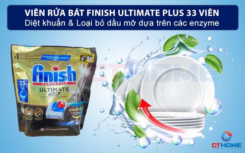 VIÊN RỬA BÁT FINISH ULTIMATE PLUS 33 VIÊN CHÍNH HÃNG 1