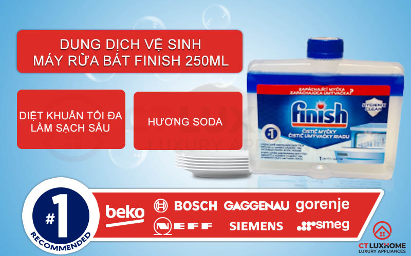 Tính năng vượt trội của dung dịch vệ sinh máy rửa bát Finish Soda 250ml