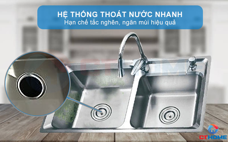 Hệ thống thoát nước nhanh, hạn chế tắc nghẽn, ngăn mùi hiệu quả