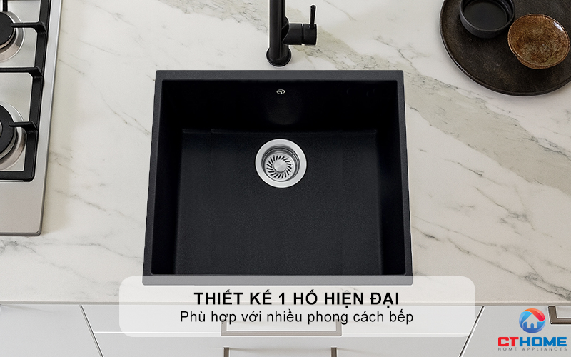 Thiết kế 1 hố hiện đại, phù hợp với nhiều phong cách bếp