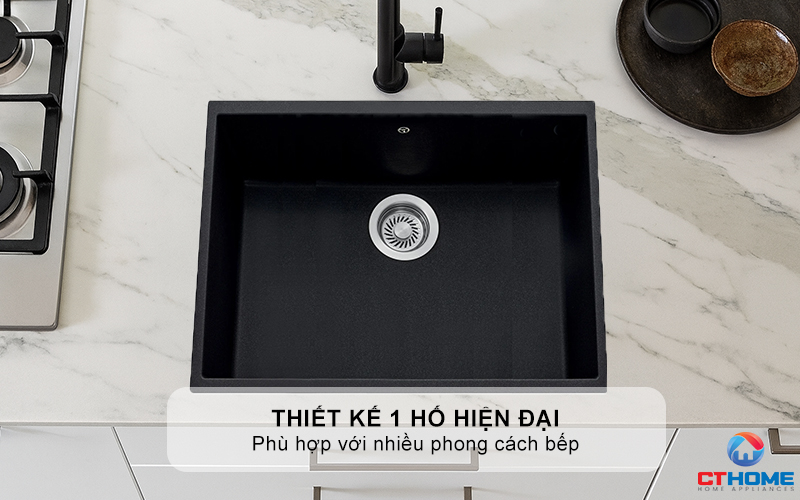 Thiết kế 1 hố hiện đại, phù hợp với nhiều phong cách bếp