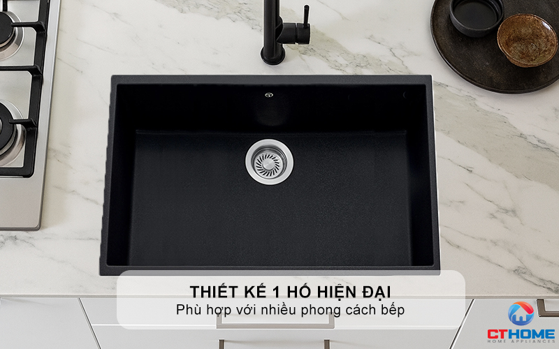 Thiết kế 1 hố hiện đại, phù hợp với nhiều phong cách bếp