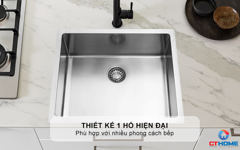 Thiết kế 1 hố hiện đại, phù hợp với nhiều phong cách bếp