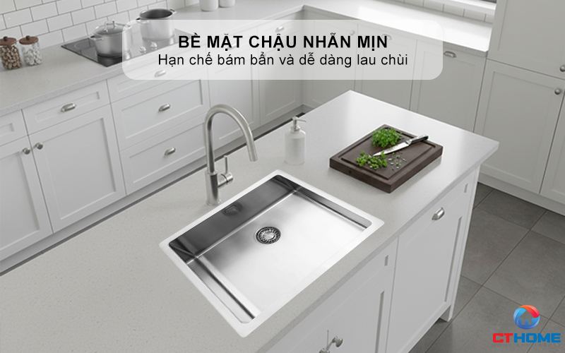 Bề mặt chậu nhẵn mịn, hạn chế bám bẩn và dễ dàng lau chùi