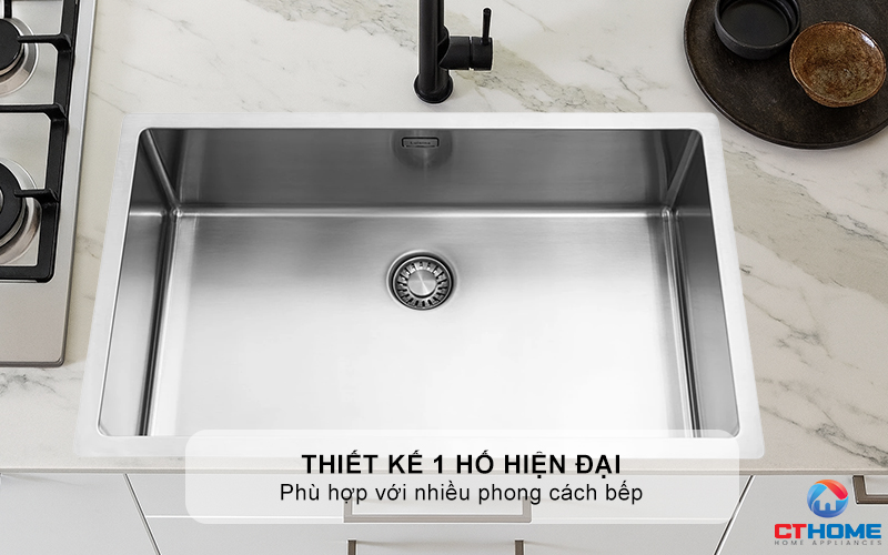 Thiết kế 1 hố hiện đại, phù hợp với nhiều phong cách bếp