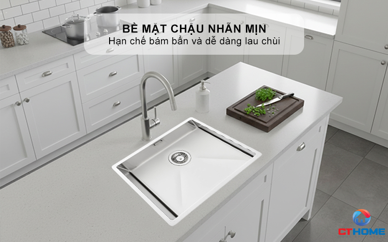 Bề mặt chậu nhẵn mịn, hạn chế bám bẩn và dễ dàng lau chùi