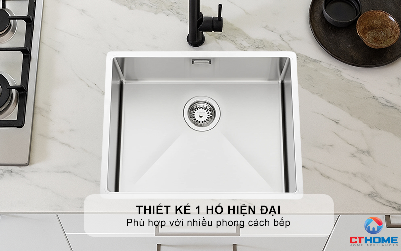 Thiết kế 1 hố hiện đại, phù hợp với nhiều phong cách bếp