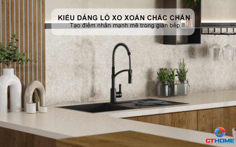 Kiểu dáng lò xo xoắn chắc chắn, tạo điểm nhấn mạnh mẽ trong gian bếp