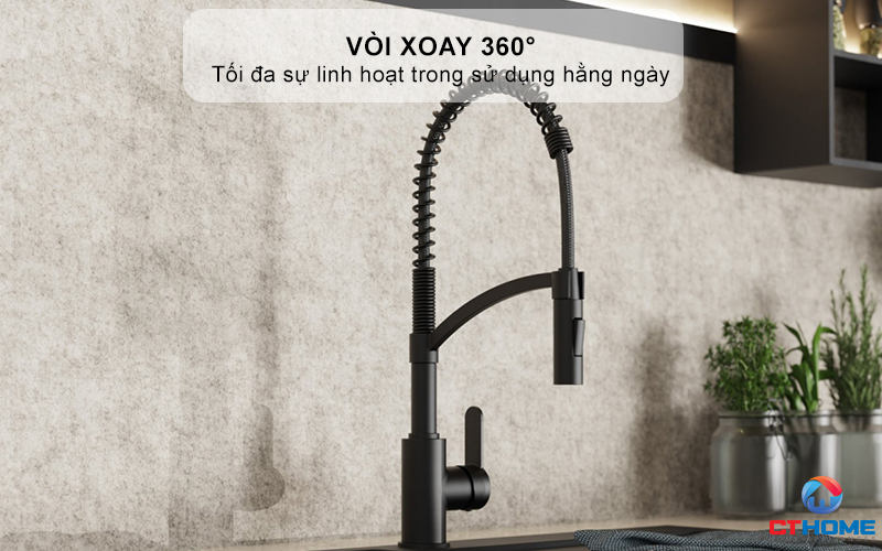 Vòi xoay 360° cho tối đa sự linh hoạt trong sử dụng hằng ngày