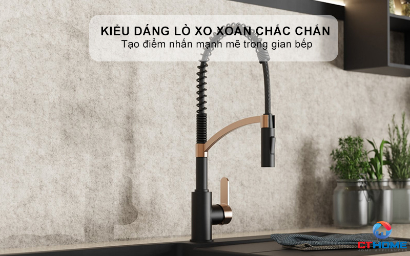 Kiểu dáng lò xo xoắn chắc chắn, tạo điểm nhấn mạnh mẽ trong gian bếp