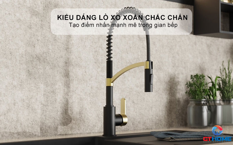 Kiểu dáng lò xo xoắn chắc chắn, tạo điểm nhấn mạnh mẽ trong gian bếp