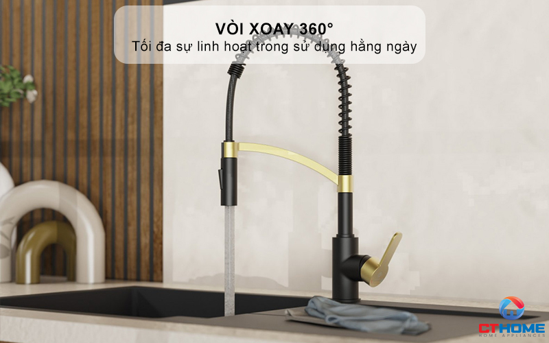 Vòi xoay 360° cho tối đa sự linh hoạt trong sử dụng hằng ngày