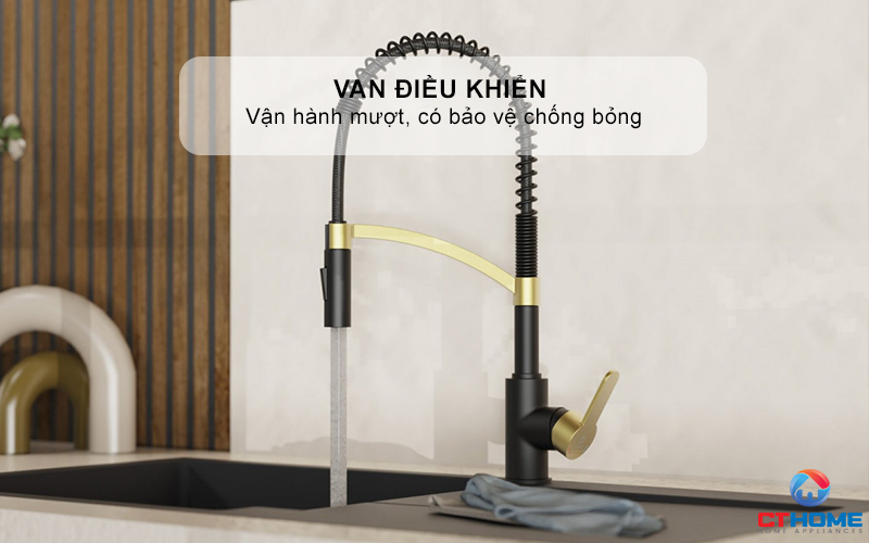 Van điều khiển vận hành mượt, có bảo vệ chống bỏng