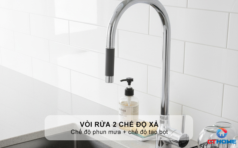 Vòi rửa 2 chế độ xả: chế độ phun mưa + chế độ tạo bọt