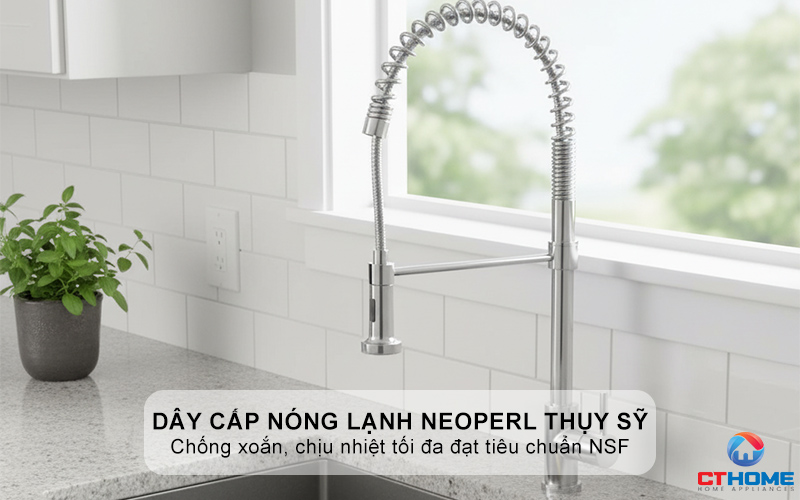 Dây cấp nóng lạnh thương hiệu NEOPERL Thụy Sỹ chống xoắn, chịu nhiệt tối đa đạt tiêu chuẩn NSF