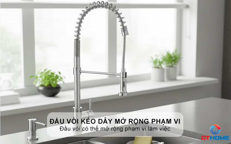 Đầu vòi kéo dây mở rộng phạm vi làm việc