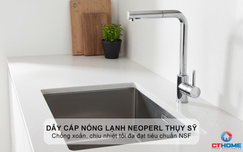 Dây cấp nóng lạnh thương hiệu NEOPERL Thụy Sỹ chống xoắn, chịu nhiệt tối đa đạt tiêu chuẩn NSF