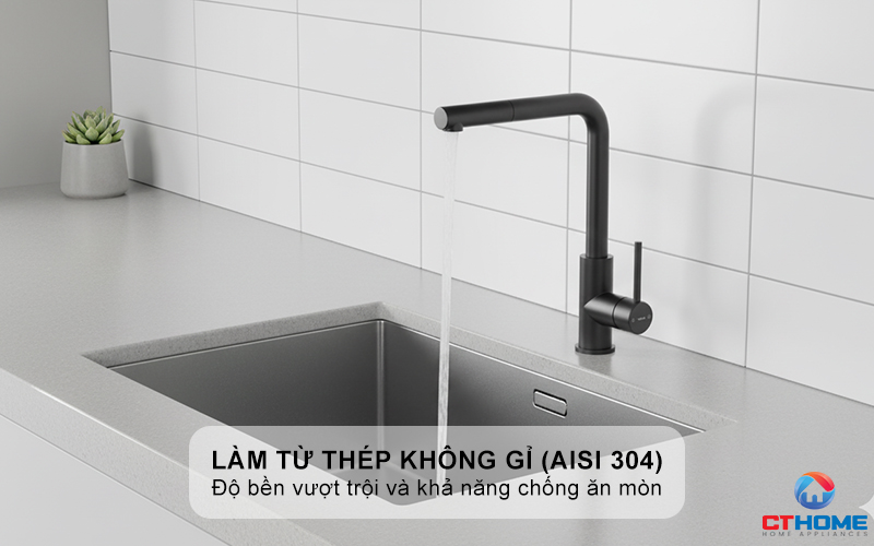 Được làm từ thép không gỉ chất lượng cao (AISI 304)