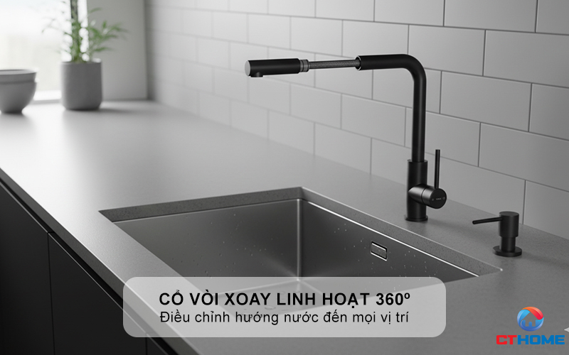 Cổ vòi xoay linh hoạt 360º