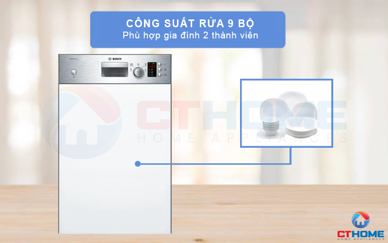 Công suất rửa 9 bộ phù hợp với gia đình có 2 - 3 thành viên