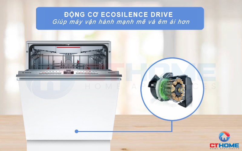 Máy rửa bát Bosch SMV6ZCX07E vận hành êm ái nhờ động cơ EcoSilence Drive