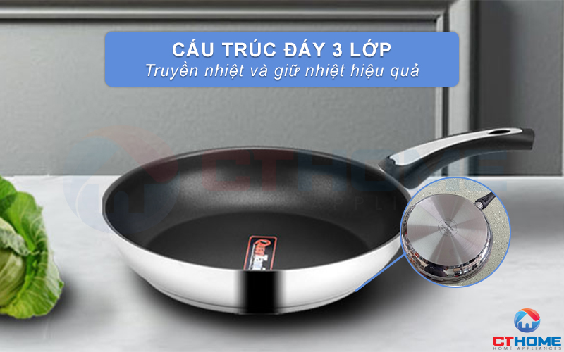Cấu trúc đáy chảo 3 lớp truyền và giữ nhiệt tối ưu