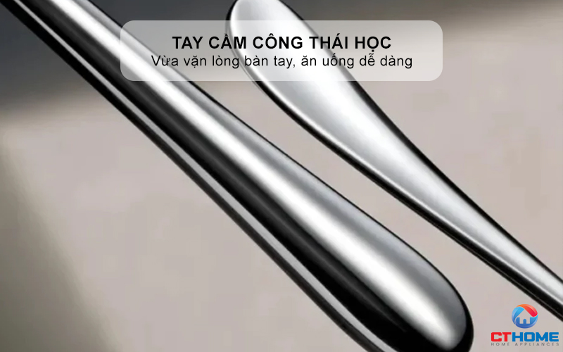 Tay cầm công thái học vừa vặn lòng bàn tay, ăn uống dễ dàng