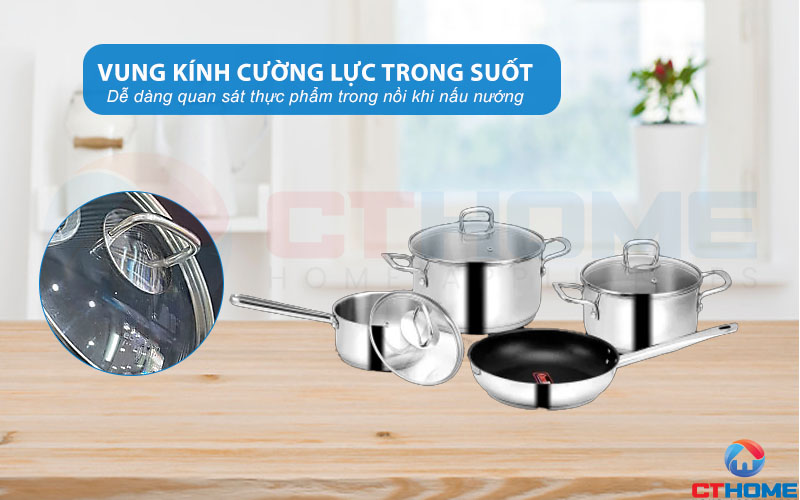 Vung kính cường lực dày 4mm, an toàn, tiện lợi