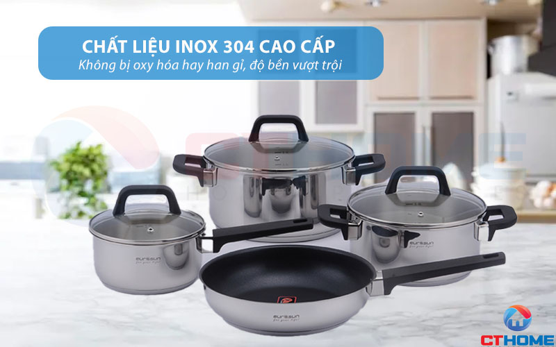 Chất liệu Inox SUS304 - 18/10 nấu ăn an toàn