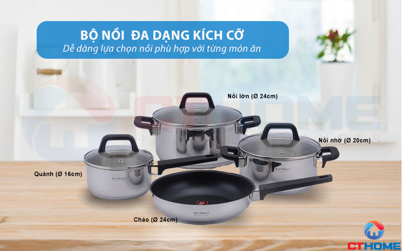 Đa dạng kích cỡ - Phù hợp với mọi nhu cầu nấu nướng