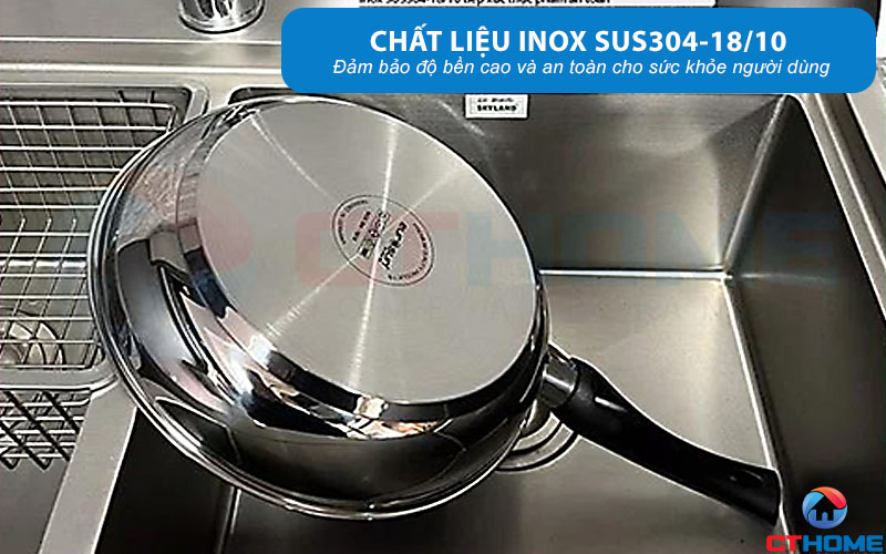 Chất liệu inox SUS304-18/10 cao cấp, an toàn cho sức khỏe