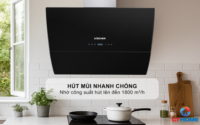 MÁY HÚT MÙI VÁT KÍNH NGHIÊNG KOCHER K-2080E NGANG 900MM K2080E 3