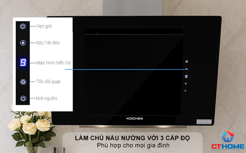 MÁY HÚT MÙI VÁT KÍNH KOCHER  K-2080V NGANG 700MM K2080V 6
