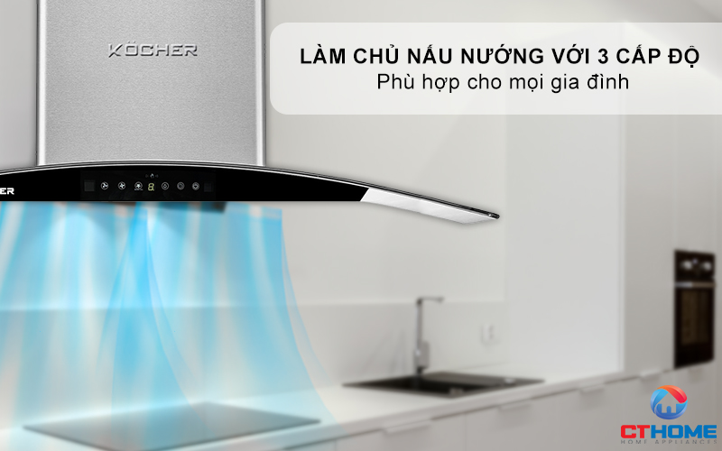 MÁY HÚT MÙI GẮN TƯỜNG KÍNH CONG KOCHER K-226I NGANG 90CM K226I 5