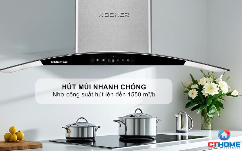 MÁY HÚT MÙI GẮN TƯỜNG KÍNH CONG KOCHER K-226I NGANG 90CM K226I 2