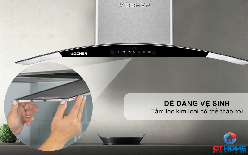 MÁY HÚT MÙI GẮN TƯỜNG KÍNH CONG KOCHER K-226I NGANG 90CM K226I 9