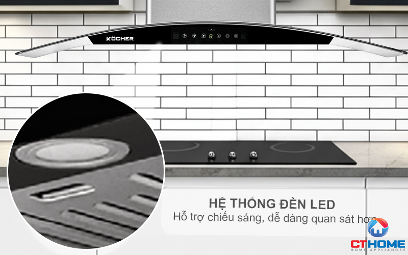 MÁY HÚT MÙI GẮN TƯỜNG KÍNH CONG KOCHER K-226I NGANG 90CM K226I 3
