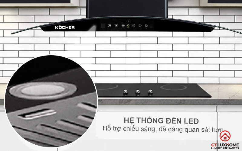 MÁY HÚT MÙI GẮN TƯỜNG KÍNH CONG KOCHER K-226V NGANG 70CM K226V 3