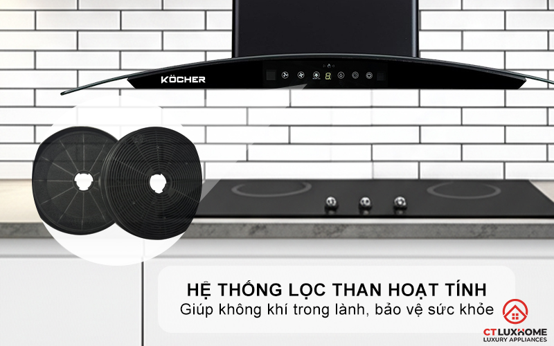 MÁY HÚT MÙI GẮN TƯỜNG KÍNH CONG KOCHER K-226V NGANG 70CM K226V 6