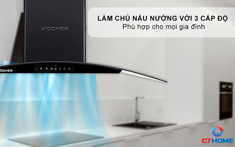 MÁY HÚT MÙI GẮN TƯỜNG KÍNH CONG KOCHER K-226V NGANG 90CM K226V 5