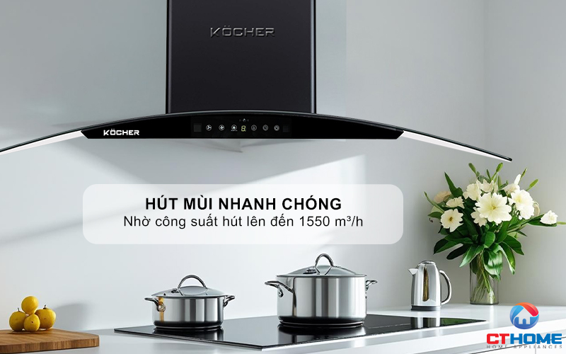 MÁY HÚT MÙI GẮN TƯỜNG KÍNH CONG KOCHER K-226V NGANG 90CM K226V 2