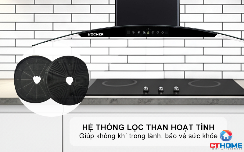 MÁY HÚT MÙI GẮN TƯỜNG KÍNH CONG KOCHER K-226V NGANG 90CM K226V 6