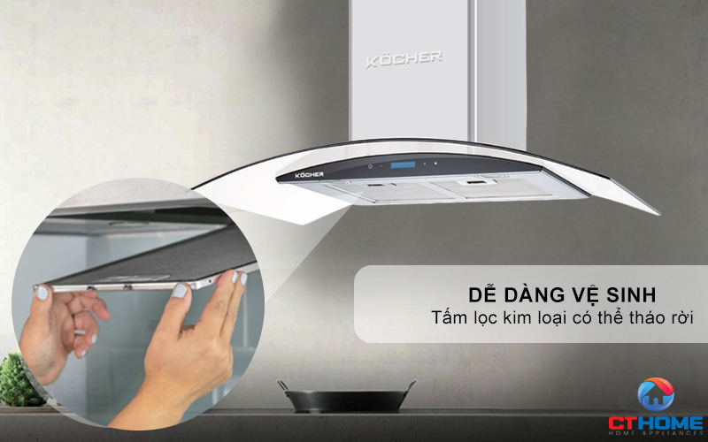 MÁY HÚT MÙI GẮN TƯỜNG KÍNH CONG KOCHER K-228S NGANG 70CM K228S 8