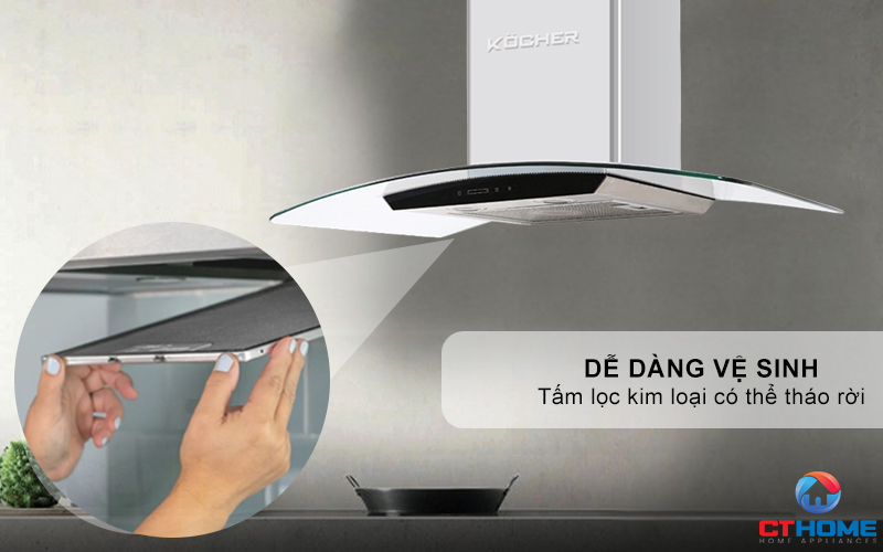 MÁY HÚT MÙI GẮN TƯỜNG KÍNH CONG KOCHER K-229S NGANG 70CM K229S 8