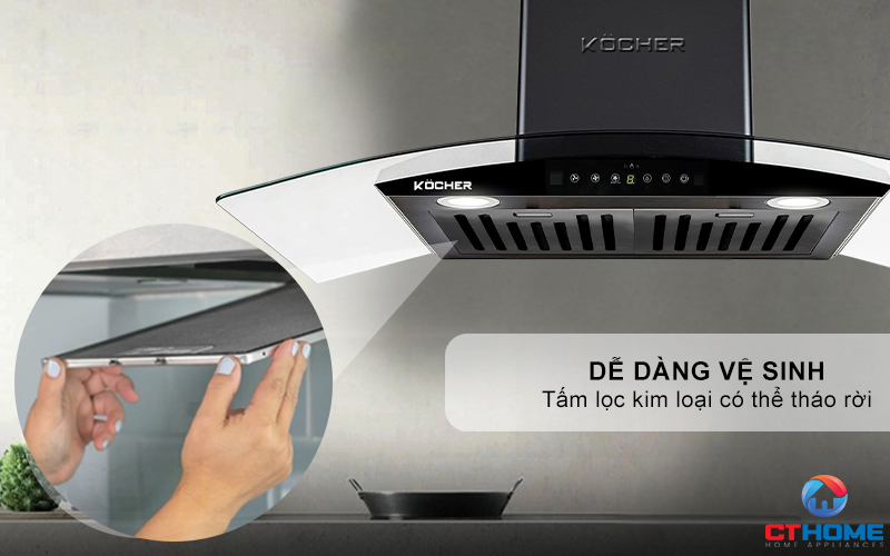 MÁY HÚT MÙI GẮN TƯỜNG KÍNH CONG KOCHER K-229V NGANG 90CM K229V 9